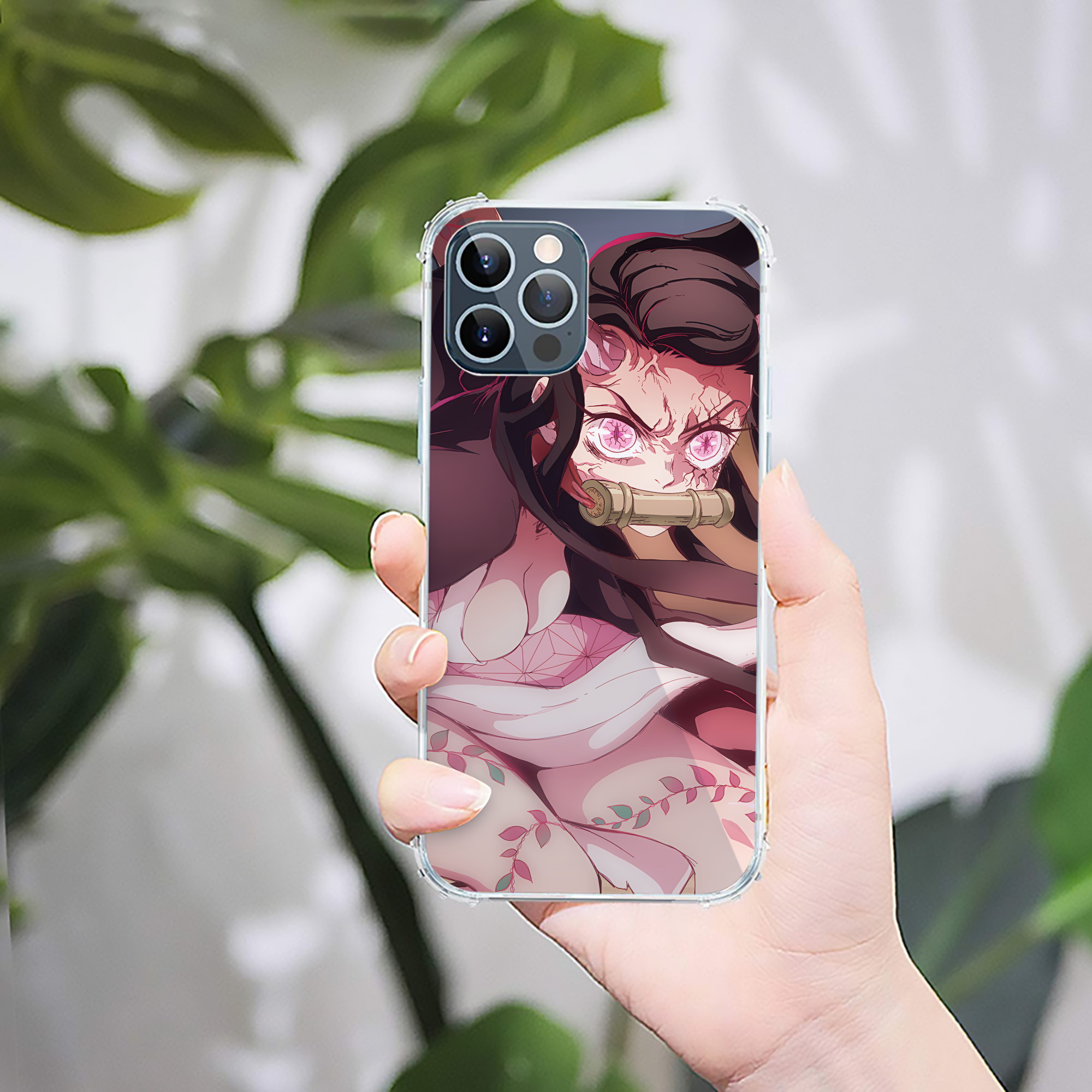 （画像用） 鬼滅の刃（きめつのやいば）竈門 禰󠄀豆子／かまど ねずこ Kamado Nezuko 【iPhone 12シリーズ対応】透明スマホケース（クリアソフトケース）